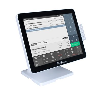 Сенсорный моноблок POSCenter Atlas (15, PCAP, J4125, RAM 4Gb, SSD 128Gb, MSR) без ОС, белый — фото 1