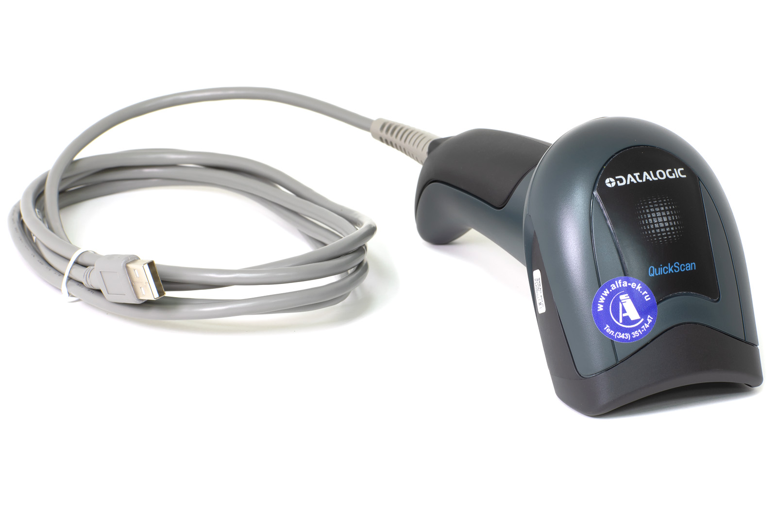 Доп. изображение №3  Сканер штрих-кода Datalogic QuickScan QD2430-BK, USB, темно-серый, с белой подставкой