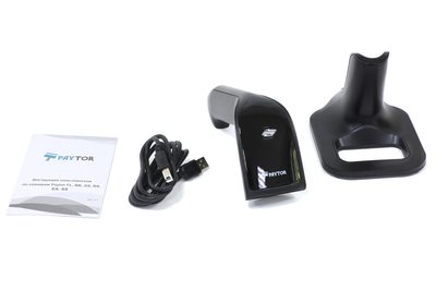 Сканер штрих кодов Paytor ES-1007 2D USB, беспроводной, черный с подставкой — фото 2