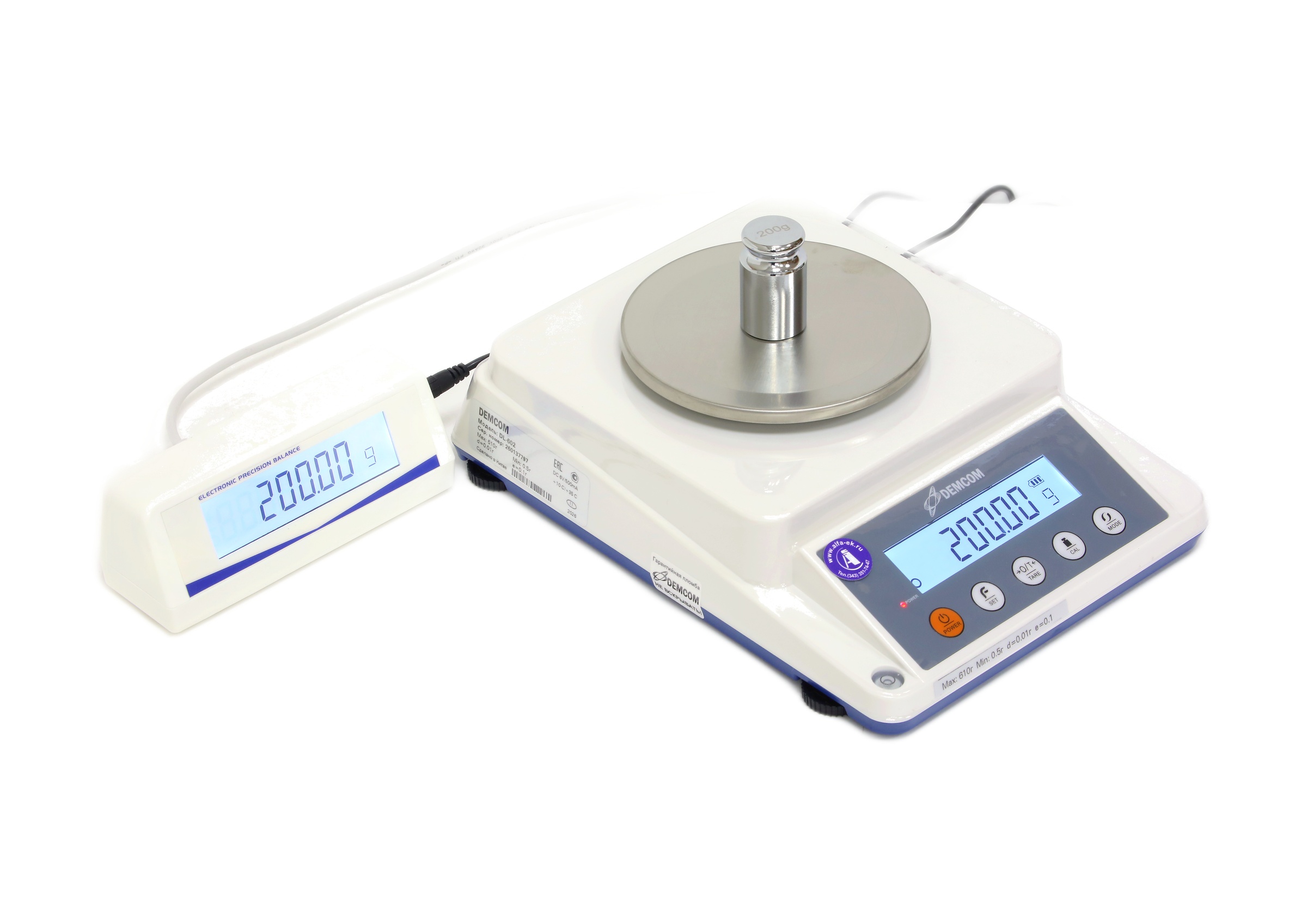 Доп. изображение №7  Лабораторные весы Demcom DL-602 с выносным дисплеем