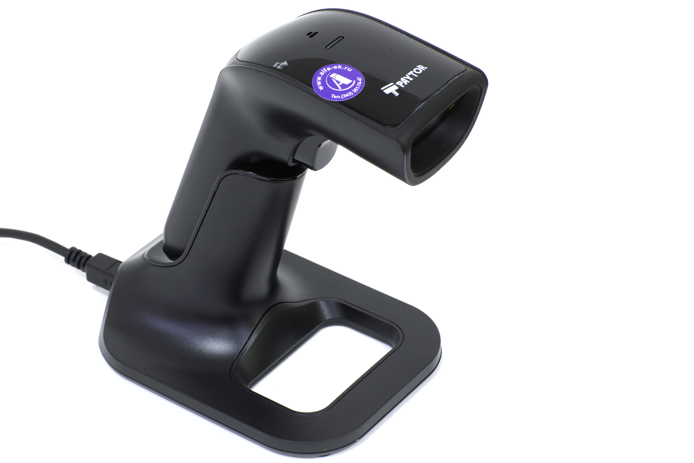 Сканер штрих кодов Paytor ES-1007 2D USB, беспроводной, черный с подставкой