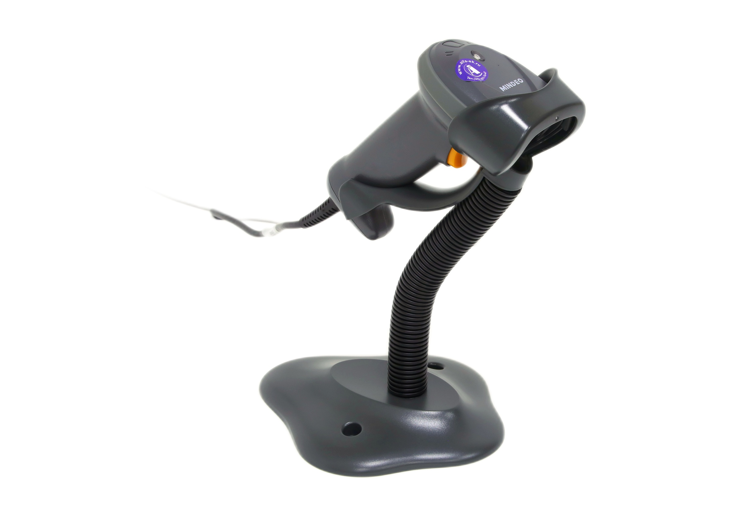 Сканер штрих кодов MINDEO M2 2D, USB, серый, подставка